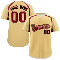 Khaki Crimson Color Block Authentic Baseball Jersey 1