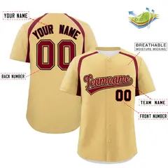 Khaki Crimson Color Block Authentic Baseball Jersey 2