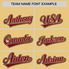 Khaki Crimson Color Block Authentic Baseball Jersey 3
