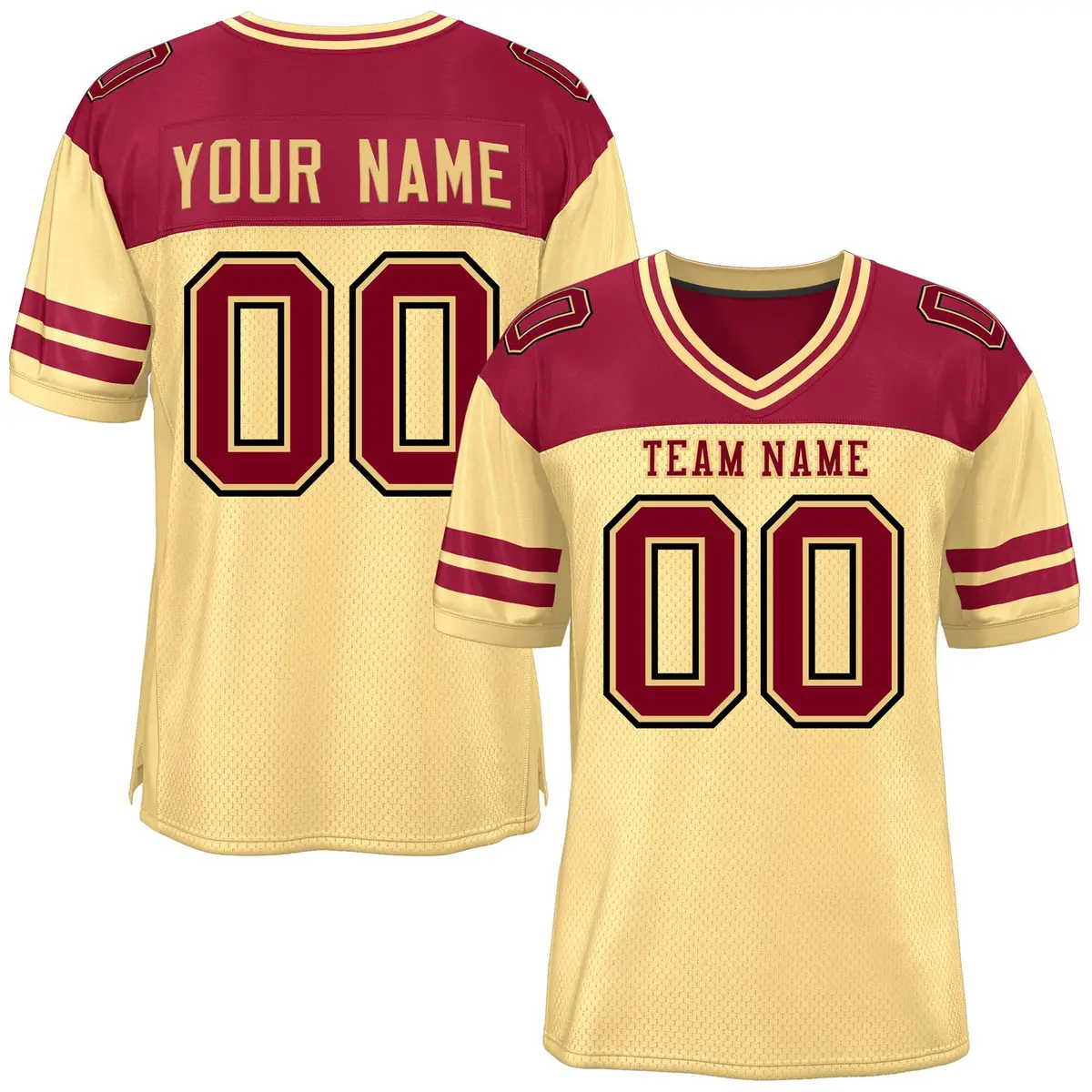 Khaki Crimson Color Block Authentic Football Jersey