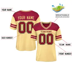 Khaki Crimson Color Block Authentic Football Jersey 2