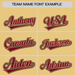 Khaki Crimson Contrast Raglan Sleeves Baseball Jersey 3