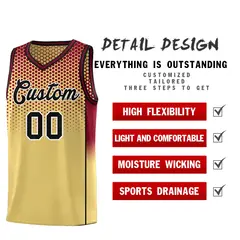 Khaki Crimson Dot Pattern Reversible Side Gradient Basketball Jersey Kits 3