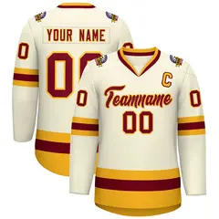 Khaki Crimson-Gold Classic Hockey Jersey 1