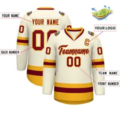 Khaki Crimson-Gold Classic Hockey Jersey 2