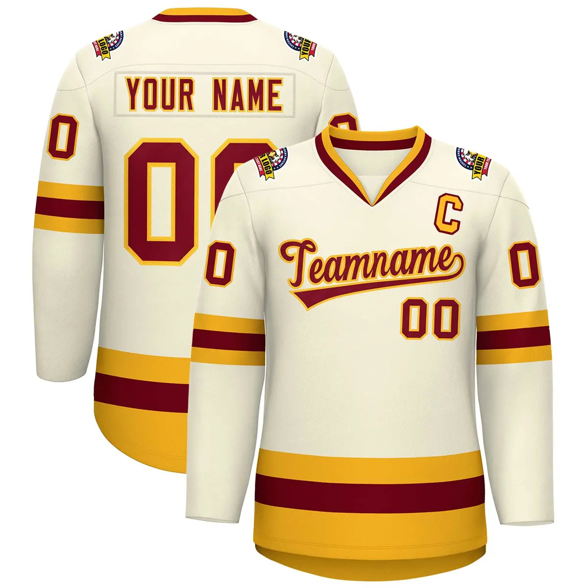Khaki Crimson-Gold Classic Hockey Jersey