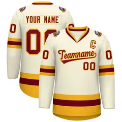 Khaki Crimson-Gold Classic Hockey Jersey 1