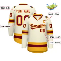 Khaki Crimson-Gold Classic Hockey Jersey 2