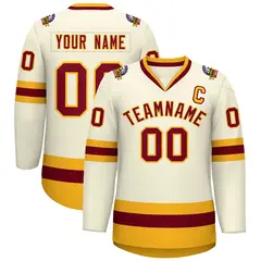 Khaki Crimson-Gold Classic Hockey Jersey 1