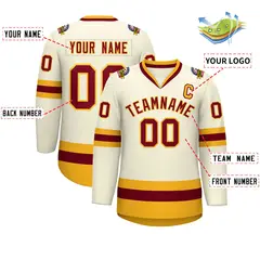 Khaki Crimson-Gold Classic Hockey Jersey 2
