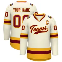 Khaki Crimson-Gold Classic Hockey Jersey 1