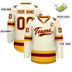 Khaki Crimson-Gold Classic Hockey Jersey 2