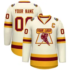 Khaki Crimson-Gold Classic Hockey Jersey 1