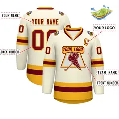 Khaki Crimson-Gold Classic Hockey Jersey 2