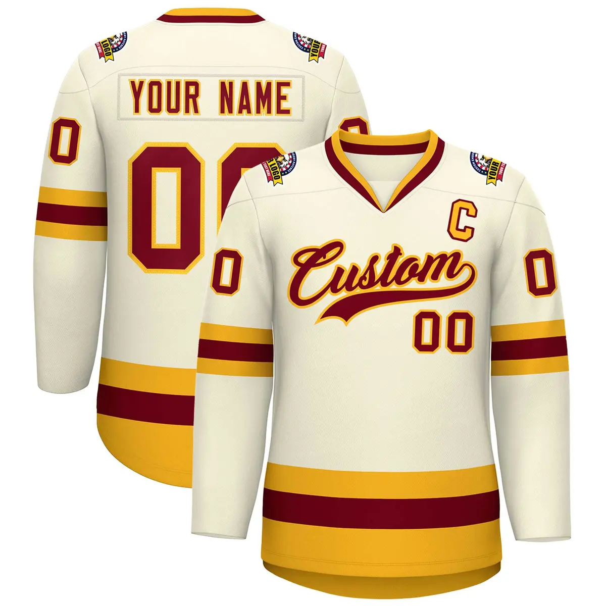 Khaki Crimson-Gold Classic Hockey Jersey
