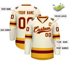 Khaki Crimson-Gold Classic Hockey Jersey 2