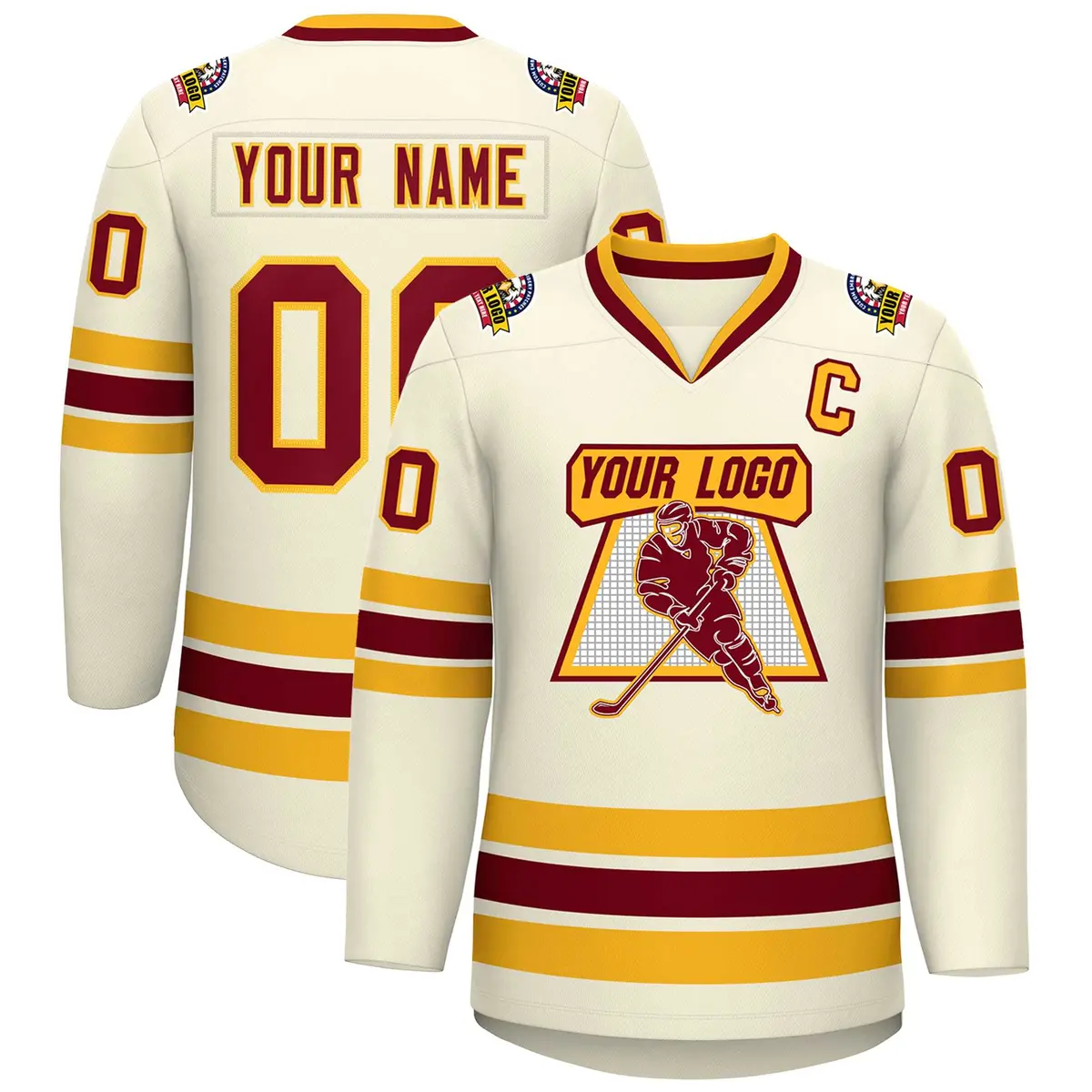 Khaki Crimson-Gold Classic Hockey Jersey