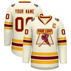 Khaki Crimson-Gold Classic Hockey Jersey 1