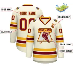 Khaki Crimson-Gold Classic Hockey Jersey 2