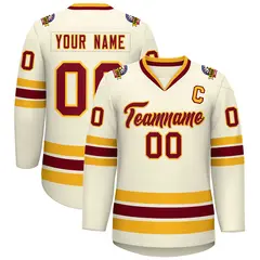 Khaki Crimson-Gold Classic Hockey Jersey 1