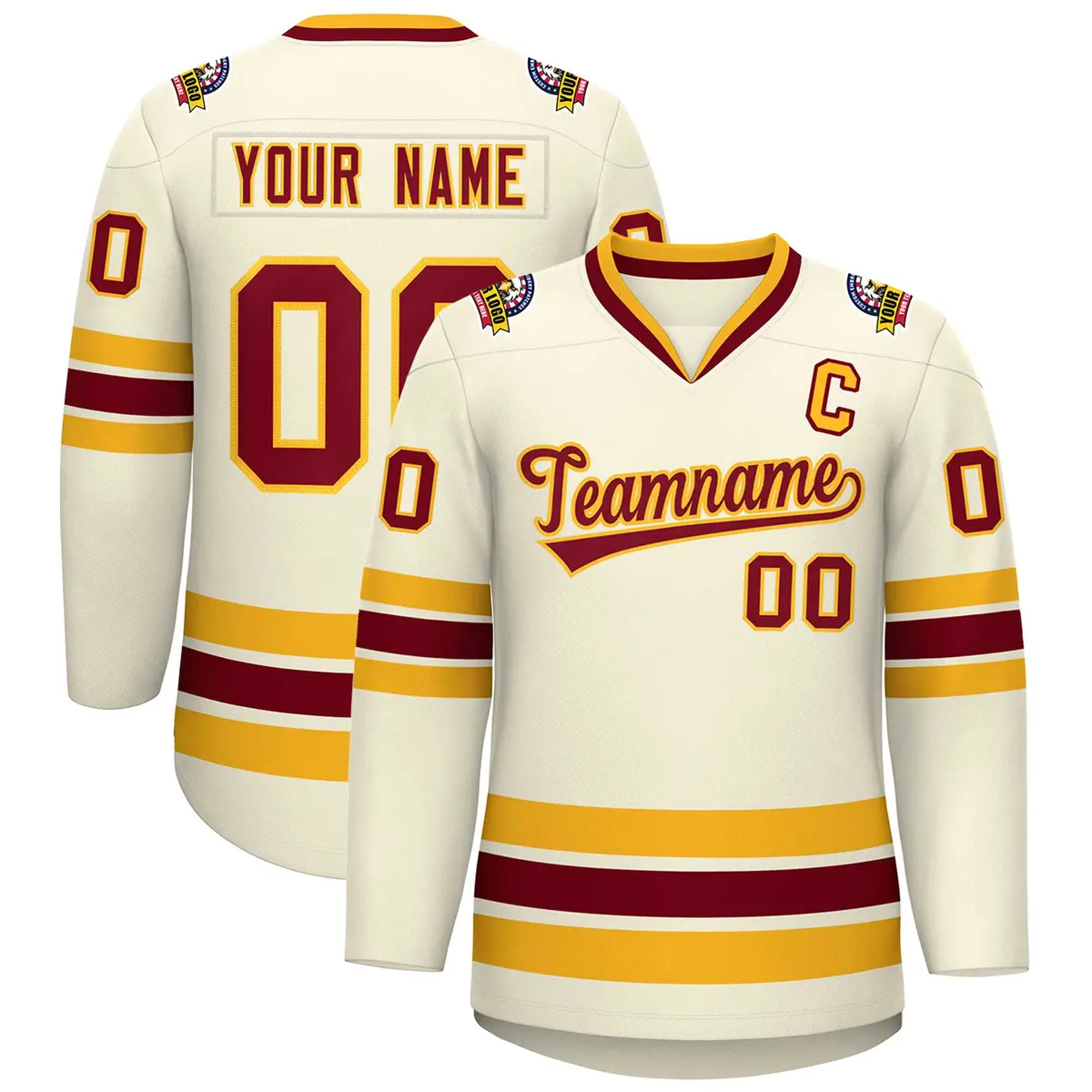 Khaki Crimson-Gold Classic Hockey Jersey