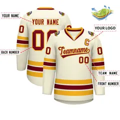 Khaki Crimson-Gold Classic Hockey Jersey 2