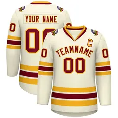 Khaki Crimson-Gold Classic Hockey Jersey 1
