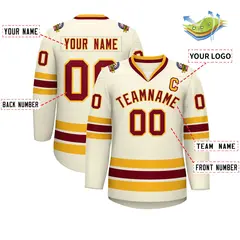 Khaki Crimson-Gold Classic Hockey Jersey 2