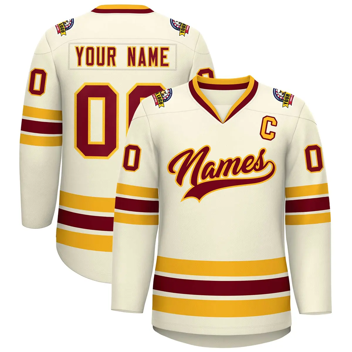 Khaki Crimson-Gold Classic Hockey Jersey