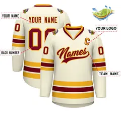 Khaki Crimson-Gold Classic Hockey Jersey 2