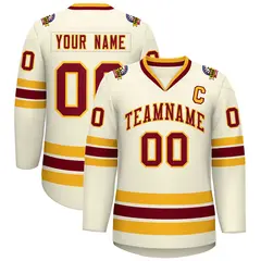Khaki Crimson-Gold Classic Hockey Jersey 1