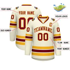 Khaki Crimson-Gold Classic Hockey Jersey 2