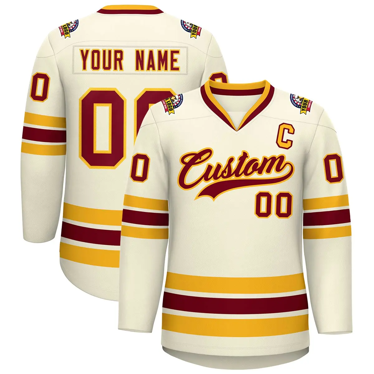 Khaki Crimson-Gold Classic Hockey Jersey