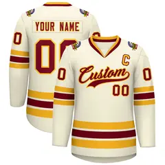 Khaki Crimson-Gold Classic Hockey Jersey 1