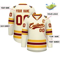 Khaki Crimson-Gold Classic Hockey Jersey 2
