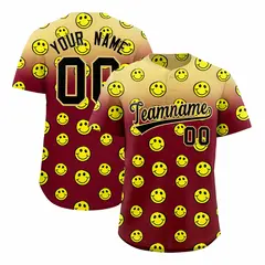 Khaki Crimson Graffiti Gradient Smile Baseball Jersey