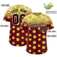 Khaki Crimson Graffiti Gradient Smile Baseball Jersey 2