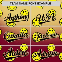 Khaki Crimson Graffiti Gradient Smile Baseball Jersey 3