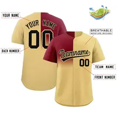Khaki Crimson Half Gradient Authentic Baseball Jersey 2