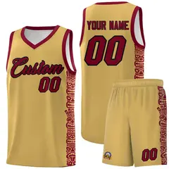 Khaki Crimson Indians Pattern Basketball Jersey 1