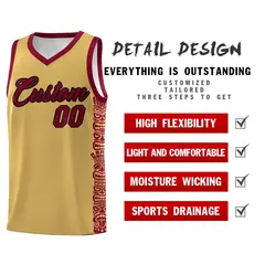 Khaki Crimson Indians Pattern Basketball Jersey 2