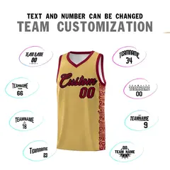 Khaki Crimson Indians Pattern Basketball Jersey 4
