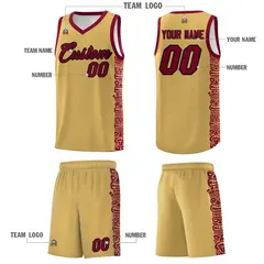 Khaki Crimson Indians Pattern Basketball Jersey 5