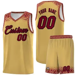 Khaki Crimson Indians Print Basketball Uniform Jersey 1
