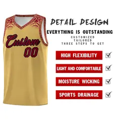 Khaki Crimson Indians Print Basketball Uniform Jersey 2