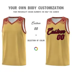 Khaki Crimson Indians Print Basketball Uniform Jersey 3