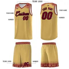 Khaki Crimson Indians Print Basketball Uniform Jersey 5