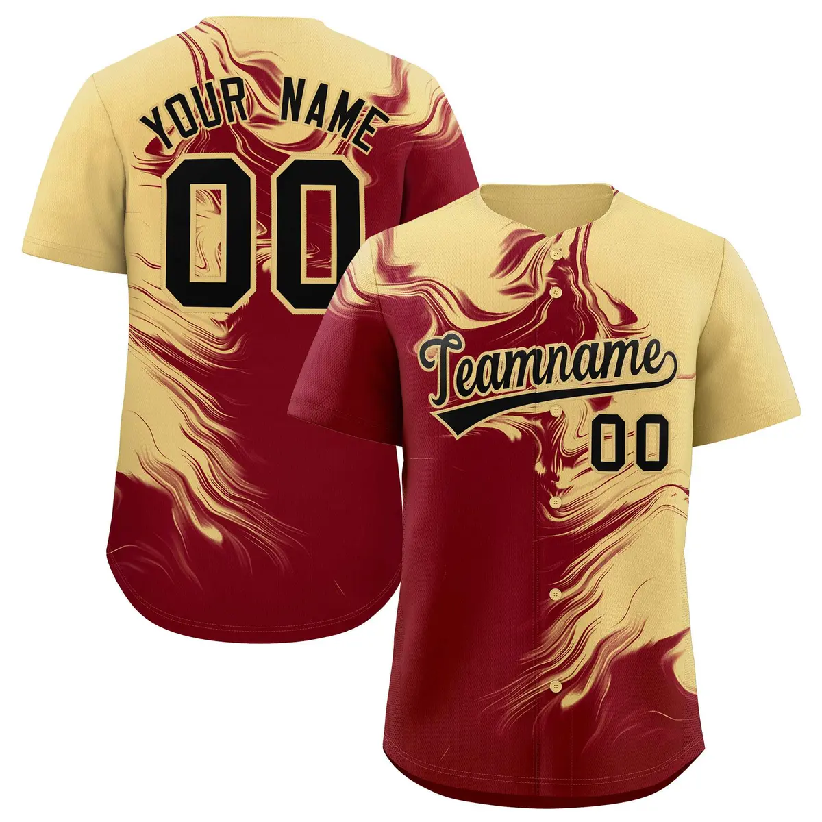 Khaki Crimson Ink Pattern Authentic Baseball Jersey