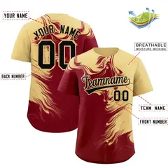 Khaki Crimson Ink Pattern Authentic Baseball Jersey 2