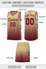 Khaki Crimson-Khaki Flame Gradient Basketball Jersey 2